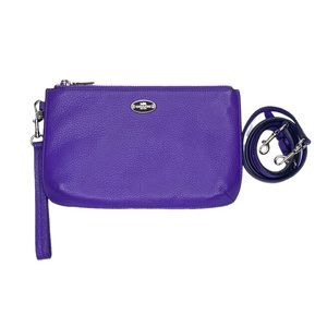 COACH Lyla Double Zip Crossbody in Violet Purple Pebble Leather